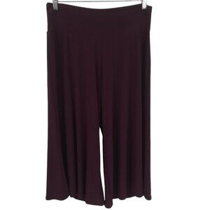 Clara Sun Woo Wide Leg Gaucho Pants Cropped Size L Stretch Lagenlook Eggplant